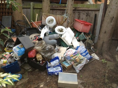 Commercial waste clearance trucks operating in East London